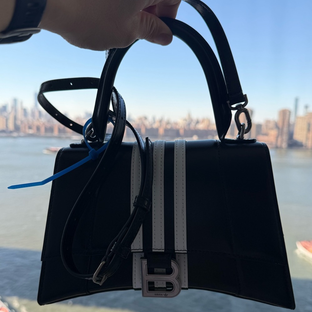 BALENCIAGA - X Adidas Hourglass Leather Top Handle Bag - Picture 2 of 5